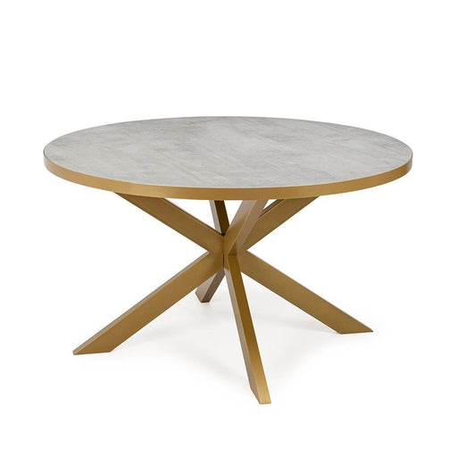 Stalux Ronde eettafel 'Daan' 148cm, kleur goud / beton