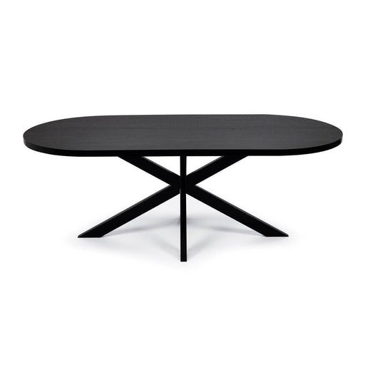 Stalux Plat ovale eettafel 'Noud' 210 x 100, kleur zwart / zwart eiken