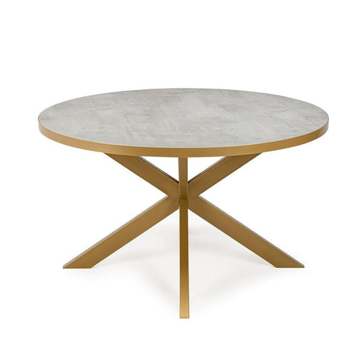 Stalux Ronde eettafel 'Daan' 135cm, kleur goud / beton