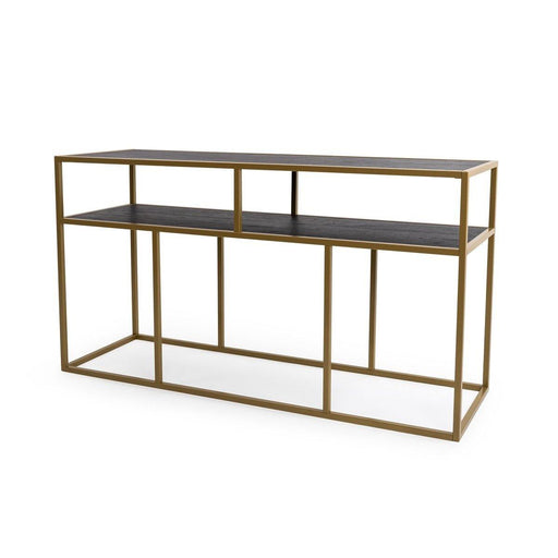 Stalux Side-table 'Teun' 150cm, kleur goud / zwart eiken