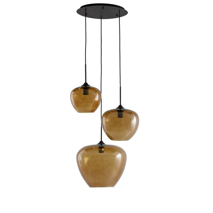 Hanglamp Mayson glas bruin+mat zwart