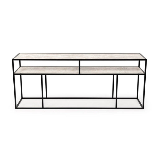 Stalux Side-table 'Teun' 200cm, kleur zwart / wit marmer