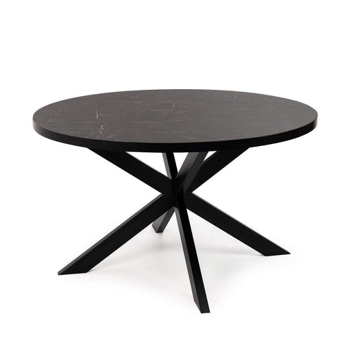 Stalux Ronde eettafel 'Daan' 135cm, kleur zwart / zwart marmer