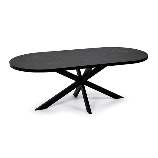 Stalux Plat ovale eettafel 'Noud' 240 x 100, kleur zwart / zwart marme