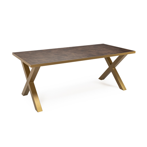 Stalux Eettafel 'Roos' 200 x 100cm, kleur goud / lederlook bruin