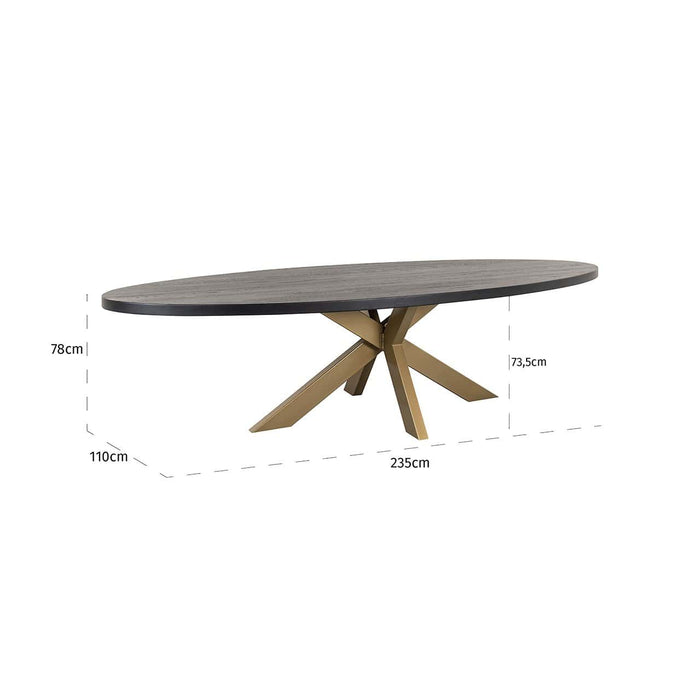 Eettafel Watson 235 incl. spinpoot goud Black