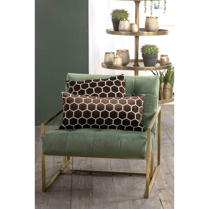 Stoel Geneve velvet olijf groen+goud