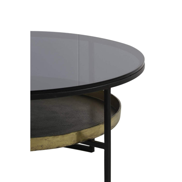 Salontafel Rowdy glas zwart+antiek brons