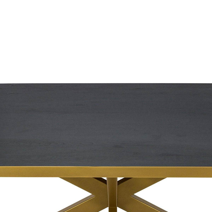 Stalux Plat ovale eettafel 'Noud' 180 x 100, kleur goud / zwart eiken