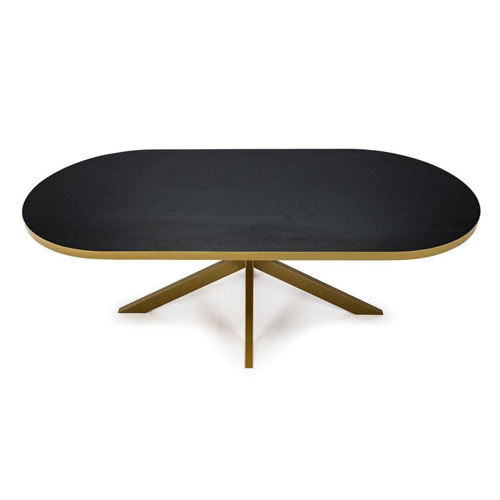 Stalux Plat ovale eettafel 'Noud' 180 x 100, kleur goud / zwart eiken