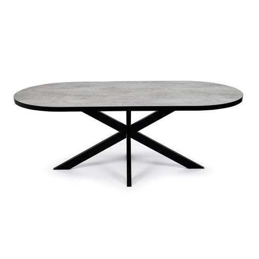 Stalux Plat ovale eettafel 'Noud' 180 x 100, kleur zwart / beton