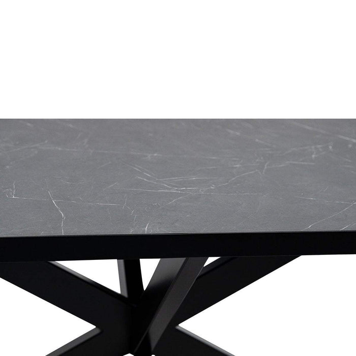 Stalux Plat ovale eettafel 'Noud' 240 x 100, kleur zwart / zwart marme