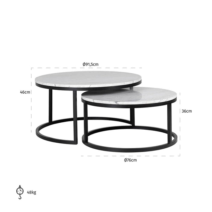 Salontafel Lexington set van 2 Wit