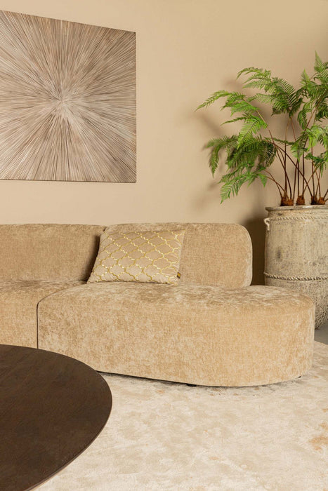 Lujo Sofa Creme 6051 Fiore Stoff rechts Ottomane