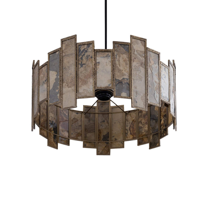 Levan Brass stone veneer hanglamp rond