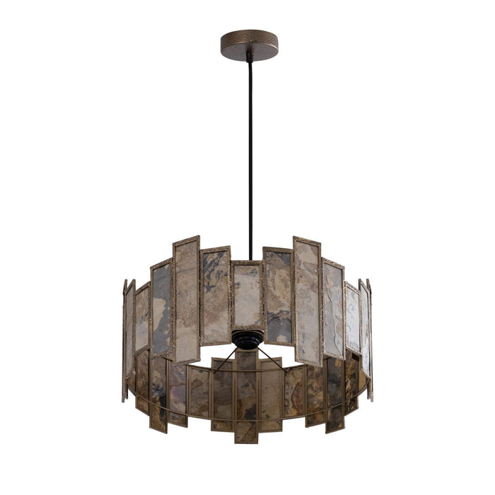 Levan Brass stone veneer hanglamp rond