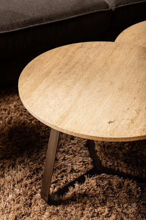 Micka Zwarte Travertine salontafel rond groot