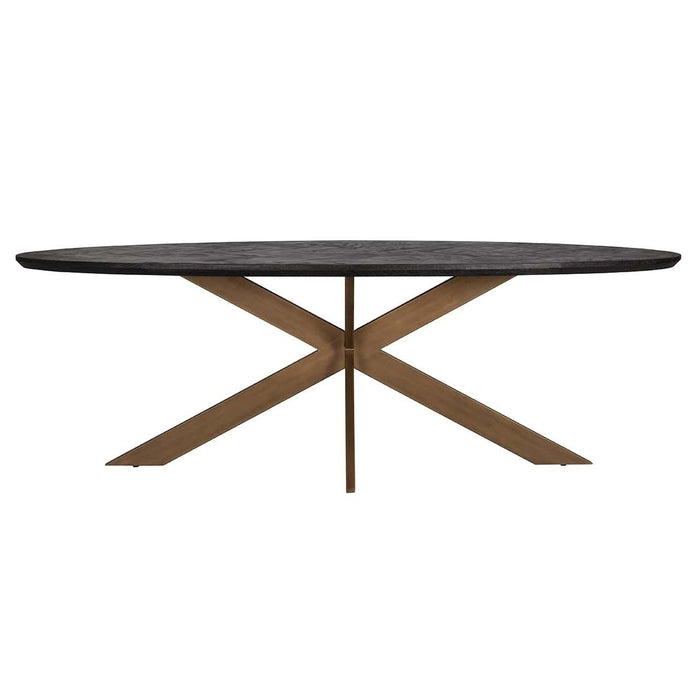 Eettafel Blackbone brass ovaal 230cm Zwart