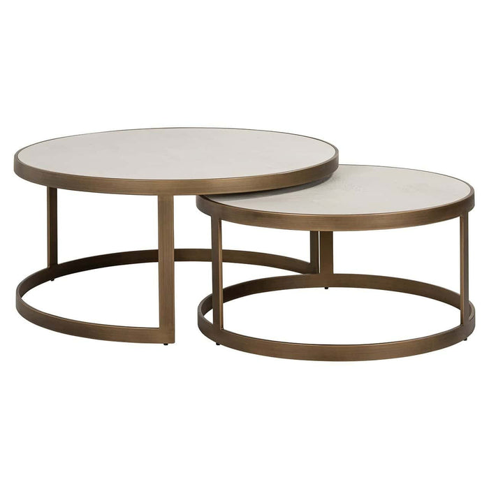 Whitebone brass coffee table set of 2