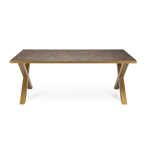 Stalux Eettafel 'Roos' 200 x 100cm, kleur goud / lederlook bruin