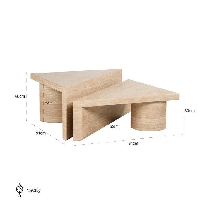 Salontafel set Fictus Travertine faux