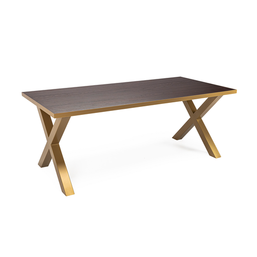 Stalux Eettafel 'Roos' 200 x 100cm, kleur goud / bruin hout