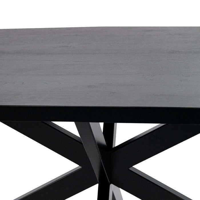 Stalux Plat ovale eettafel 'Noud' 240 x 100, kleur zwart / zwart eiken