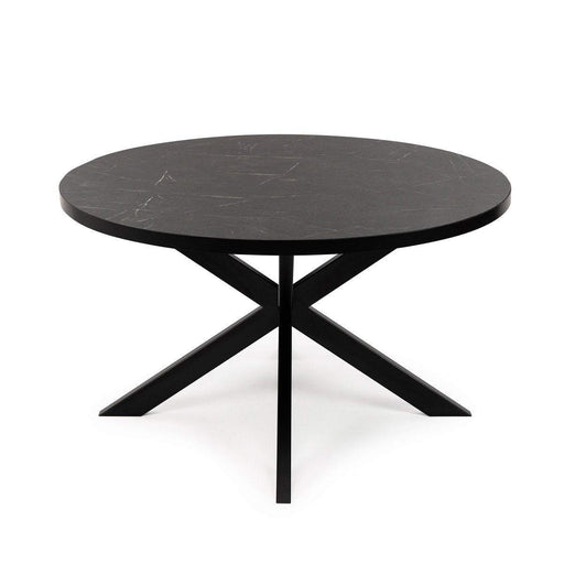 Stalux Ronde eettafel 'Daan' 135cm, kleur zwart / zwart marmer