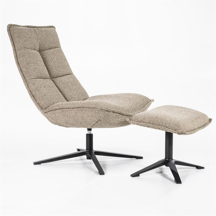 Fauteuil Marcus met voetenbank- licht grijs Baquer