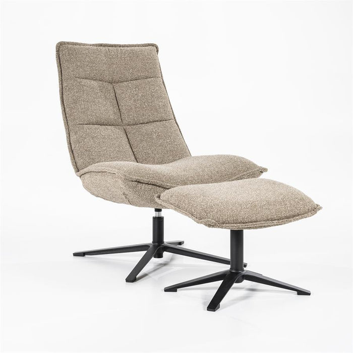 Fauteuil Marcus met voetenbank- beige Baquer