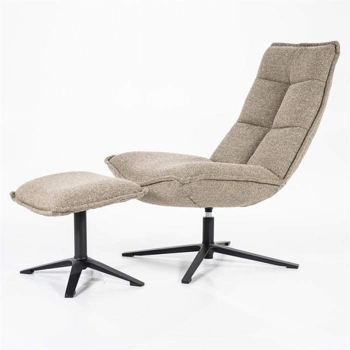 Fauteuil Marcus met voetenbank- beige Baquer