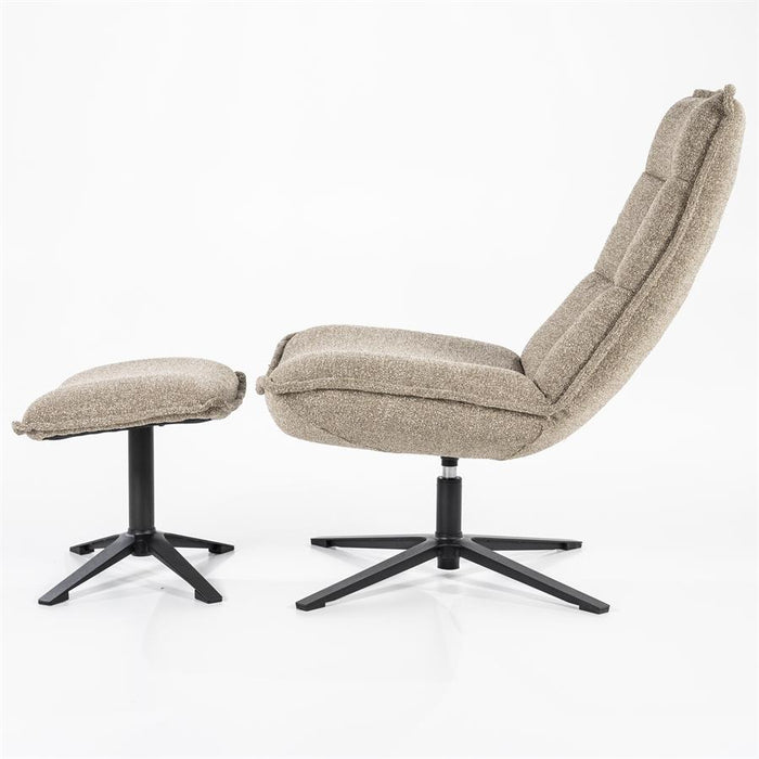 Fauteuil Marcus met voetenbank- beige Baquer