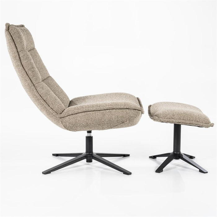 Fauteuil Marcus met voetenbank- beige Baquer