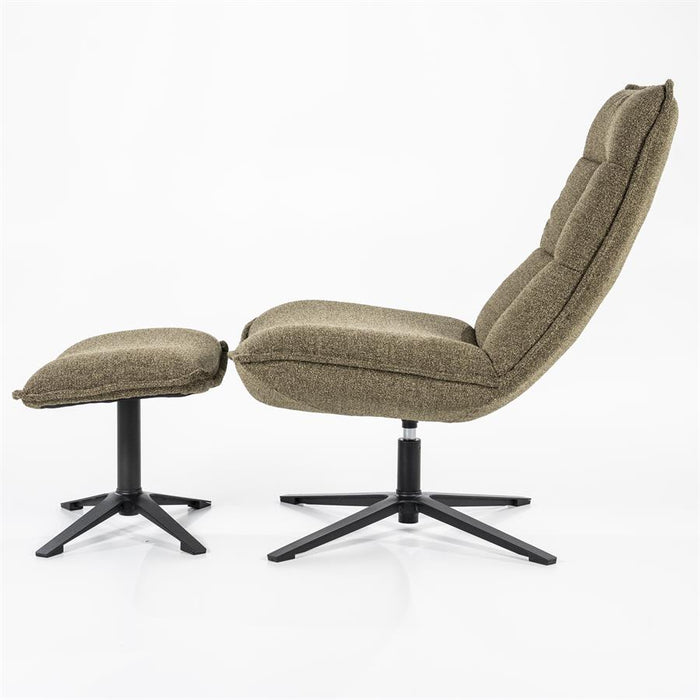 Fauteuil Marcus met voetenbank - groen Baquer