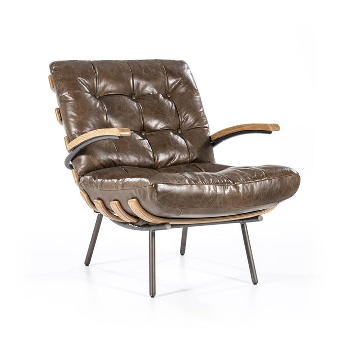 Fauteuil Bastiaan - donkerbruin java leder