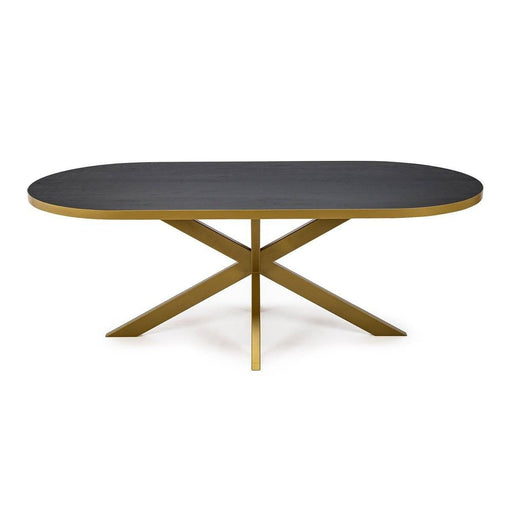 Stalux Plat ovale eettafel 'Noud' 180 x 100, kleur goud / zwart eiken