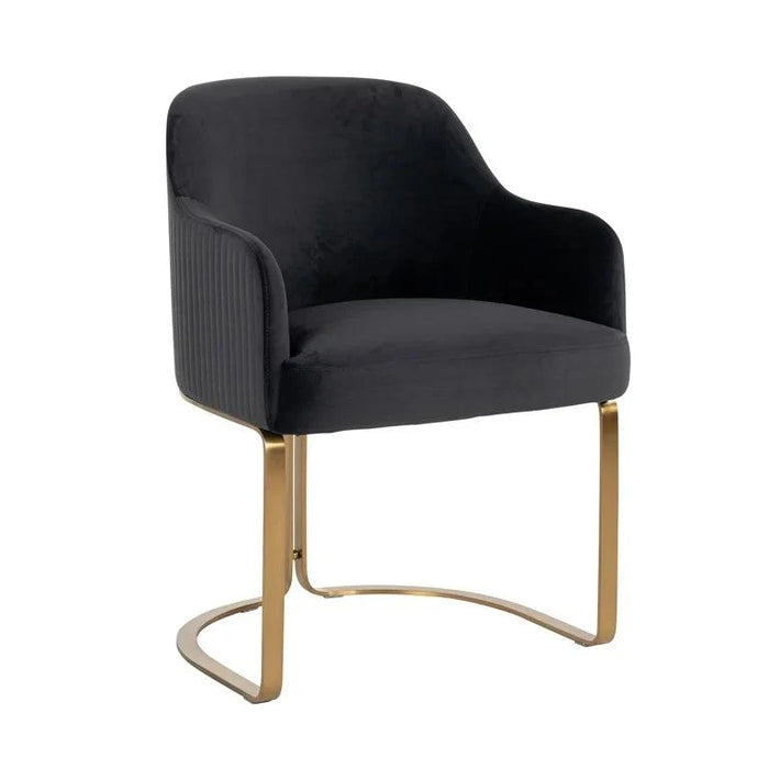 Stoel Hadley antraciet velvet / brushed gold