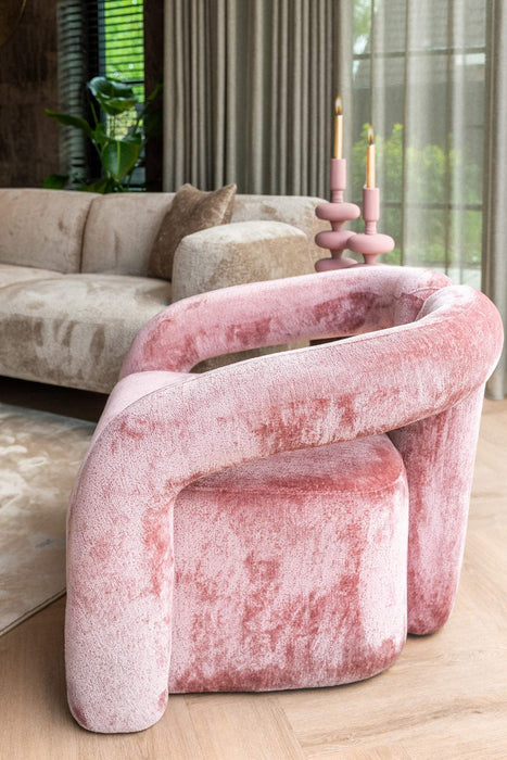 Fauteuil Dana rose chenille