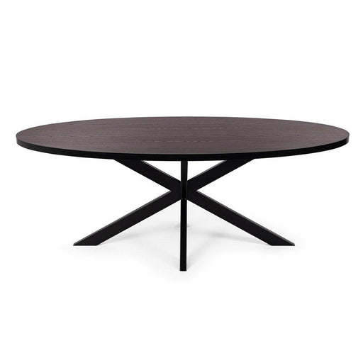 Stalux Ovale eettafel 'Mees' 240 x 110cm, kleur zwart / bruin hout