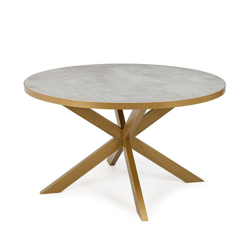 Stalux Ronde eettafel 'Daan' 135cm, kleur goud / beton