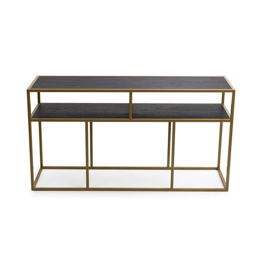 Stalux Side-table 'Teun' 150cm, kleur goud / zwart eiken