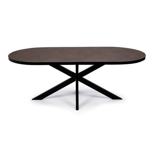 Stalux Plat ovale eettafel 'Noud' 240 x 100, kleur zwart / lederlook b