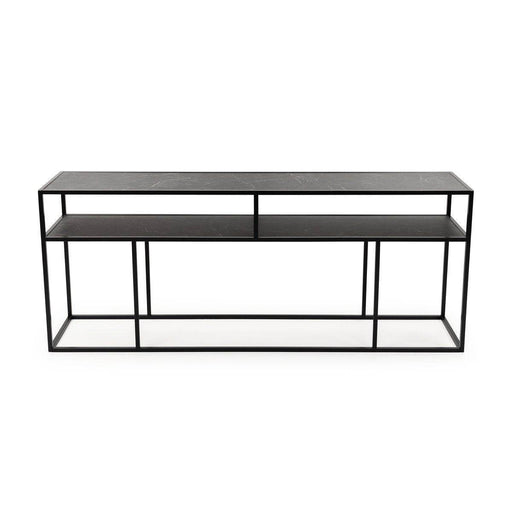 Stalux Side-table 'Teun' 200cm, kleur zwart / zwart marmer