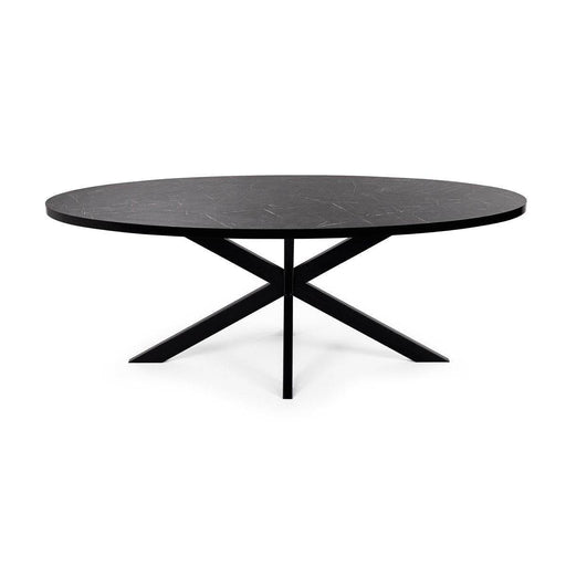 Stalux Ovale eettafel 'Mees' 240 x 110cm, kleur zwart / zwart marmer