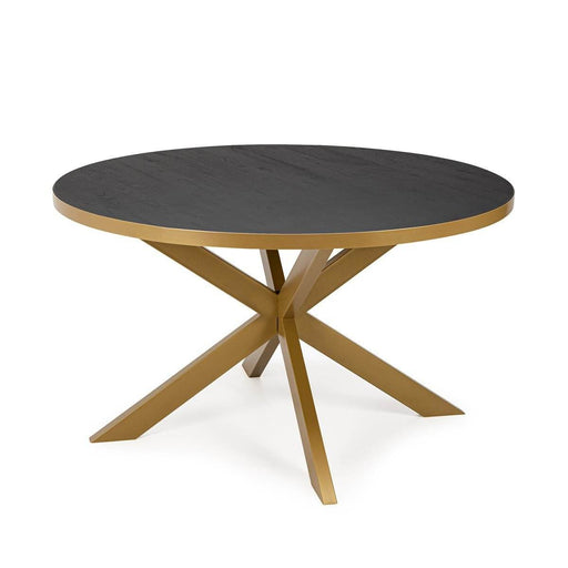 Stalux Ronde eettafel 'Daan' 148cm, kleur goud / zwart eiken