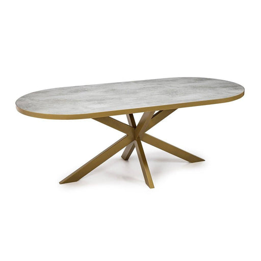 Stalux Plat ovale eettafel 'Noud' 210 x 100, kleur goud / beton