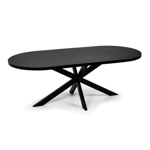 Stalux Plat ovale eettafel 'Noud' 210 x 100, kleur zwart / zwart eiken