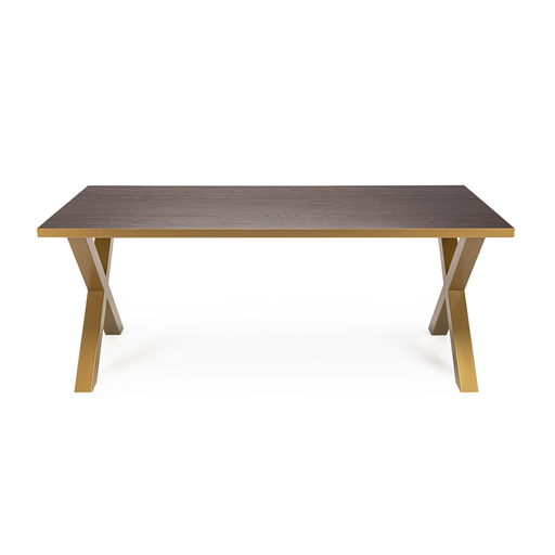 Stalux Eettafel 'Roos' 240 x 100cm, kleur goud / bruin hout