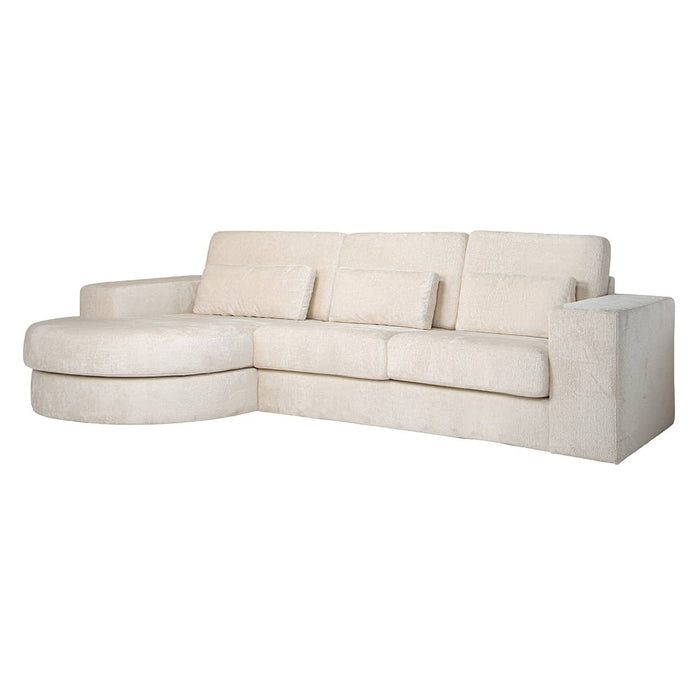 Bank Felix lounge links rond + 2,5 zitter white chenille