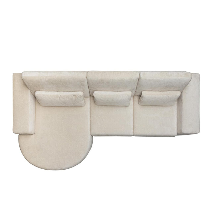 Bank Felix lounge links rond + 2,5 zitter white chenille